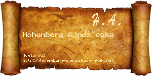 Hohenberg Ajnácska névjegykártya